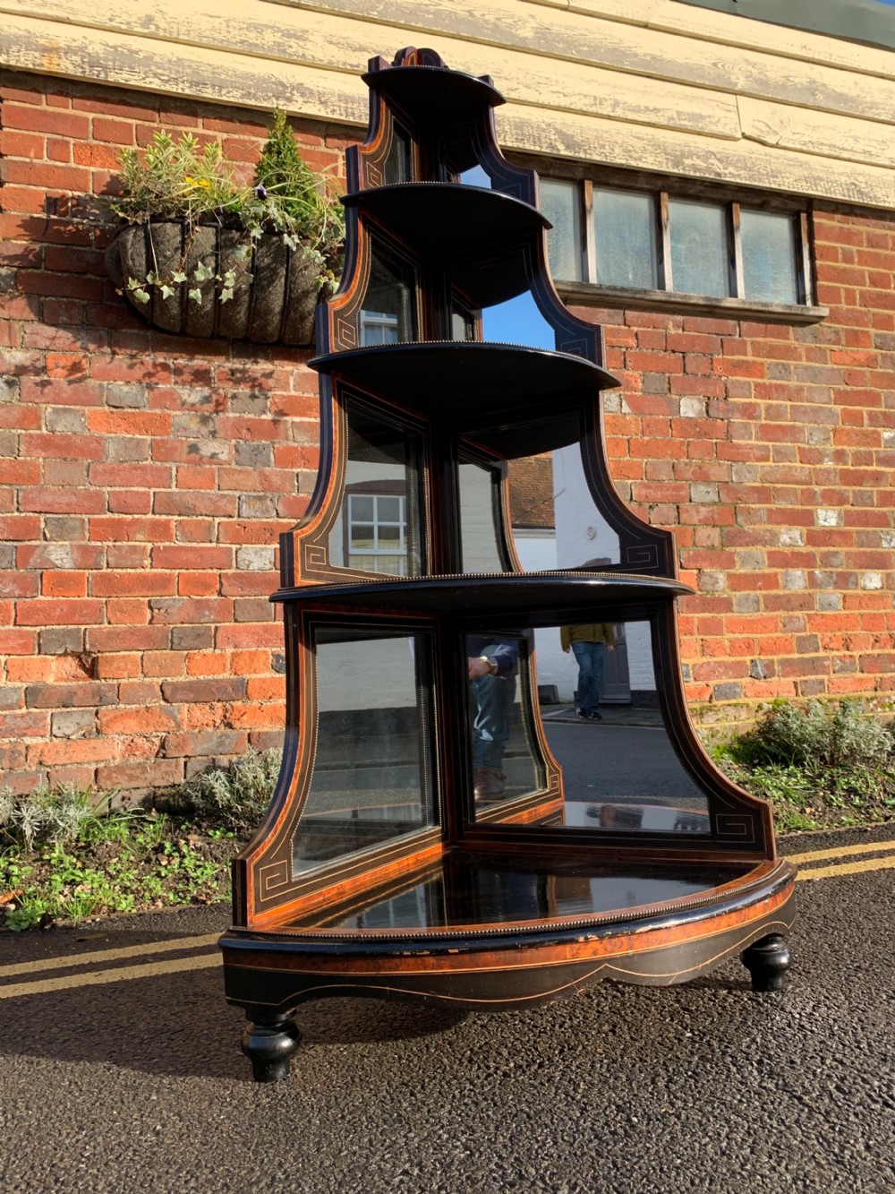 Victorian ebonised corner Whatnot  View III