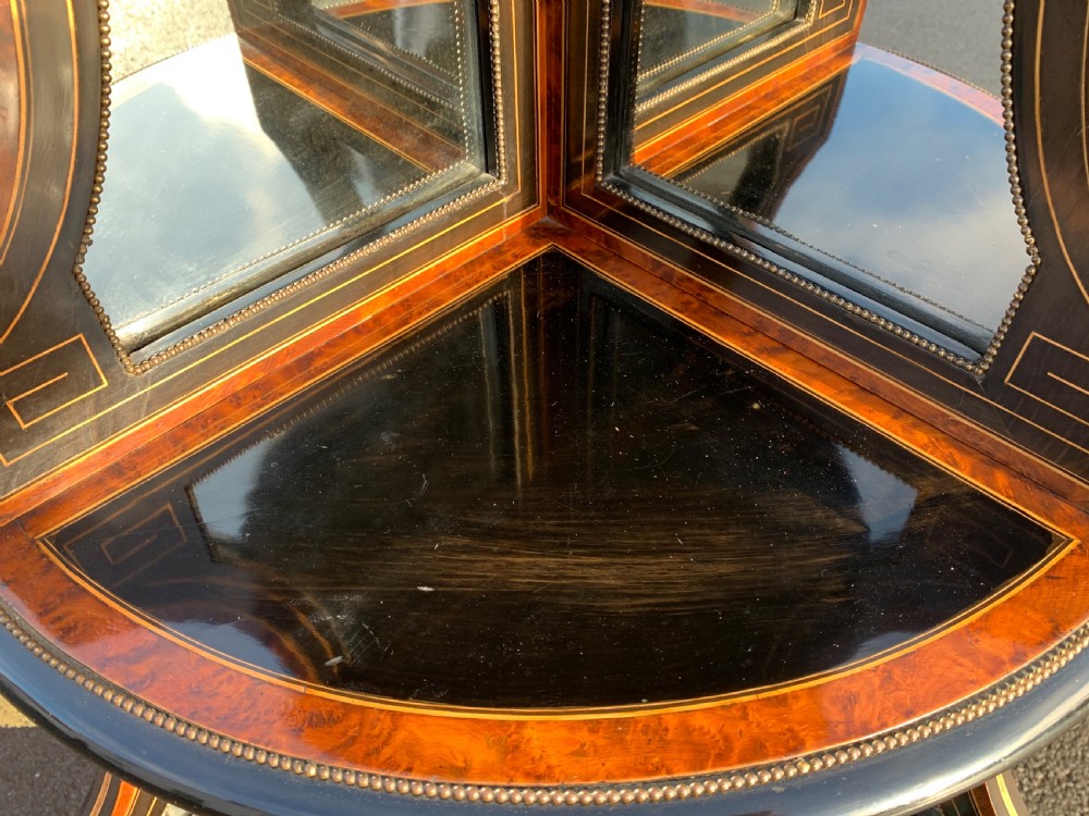 Victorian ebonised corner Whatnot  View IV