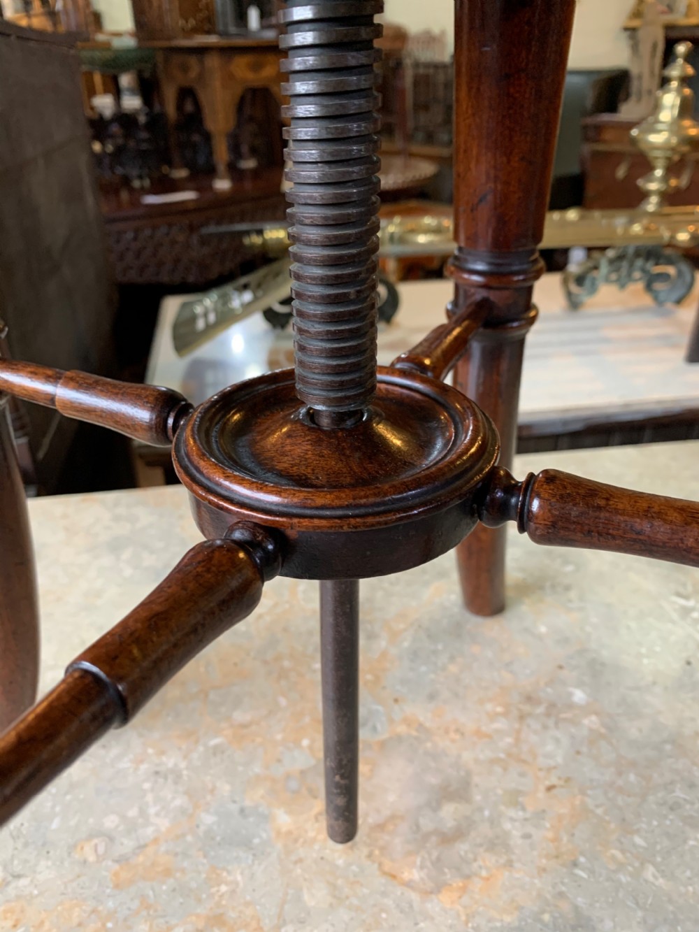 Regency period mahogany adjustable piano stool  View II