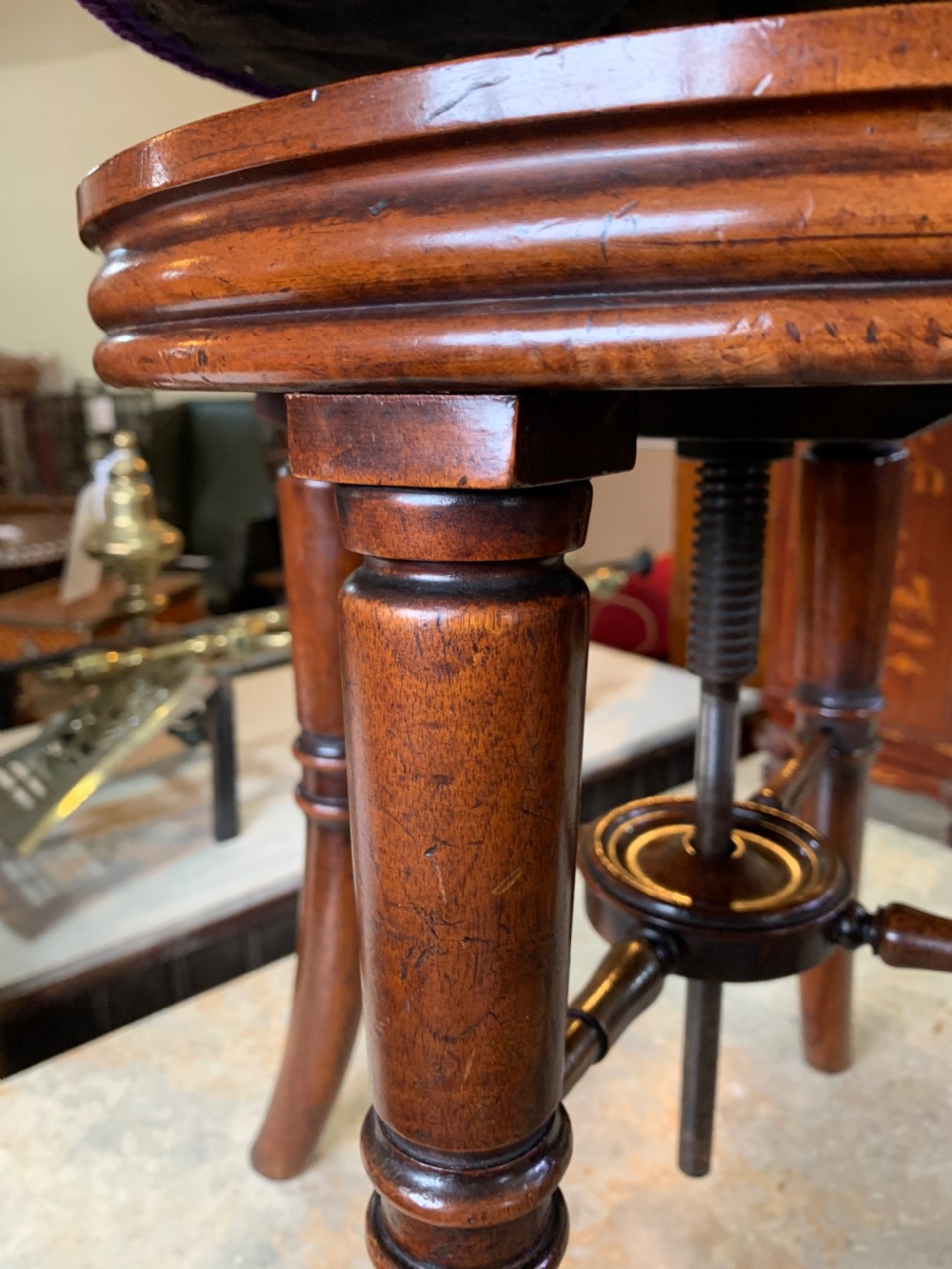 Regency period mahogany adjustable piano stool  View III