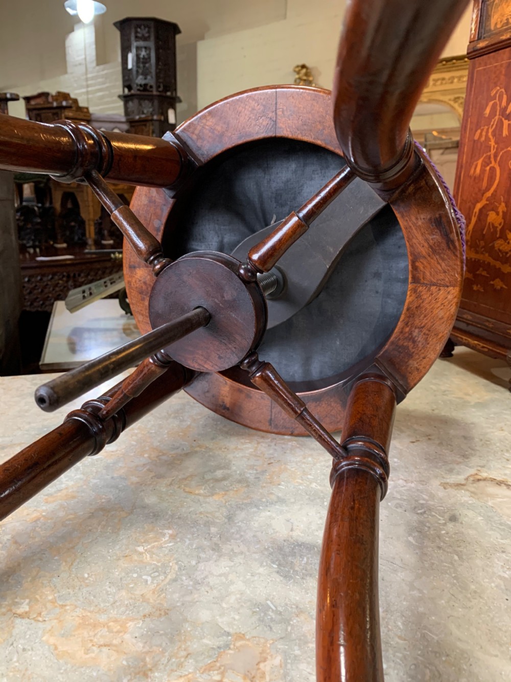 Regency period mahogany adjustable piano stool  View IV