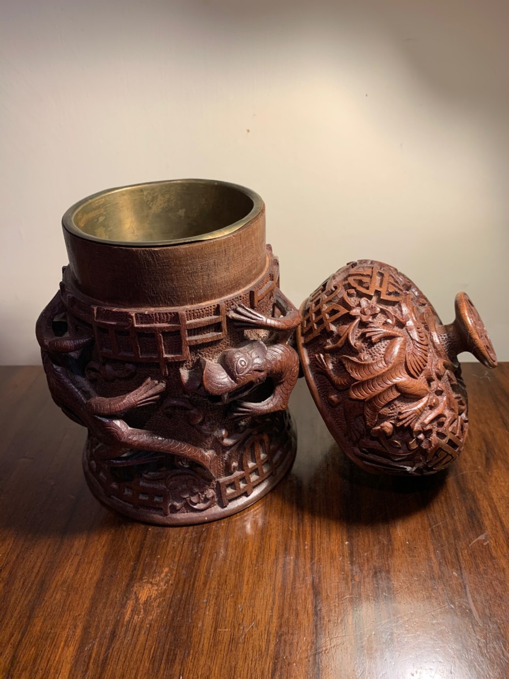 Pair of Kashmiri lidded pots View III