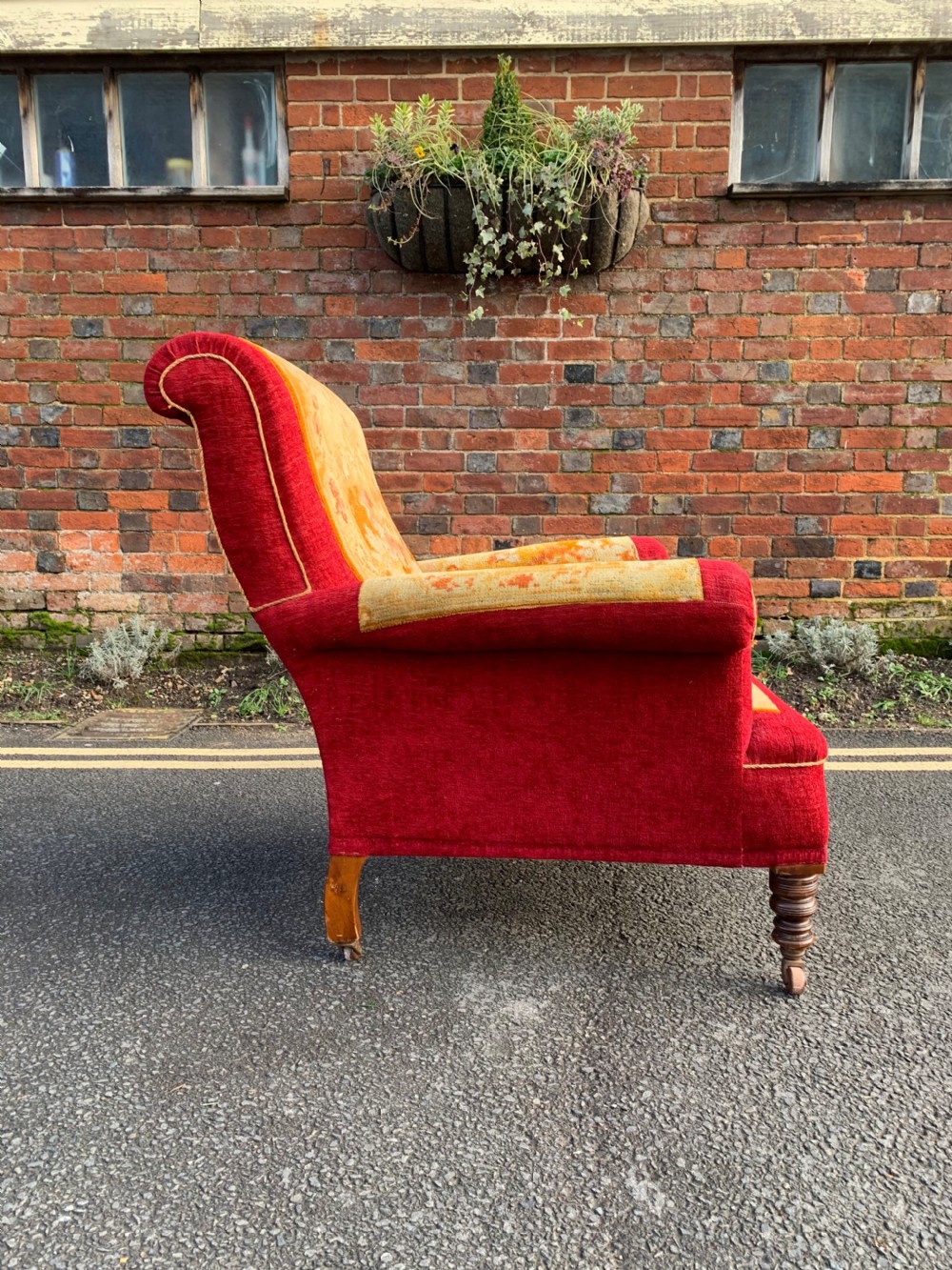 Late Victorian velvet carpet chair  View II