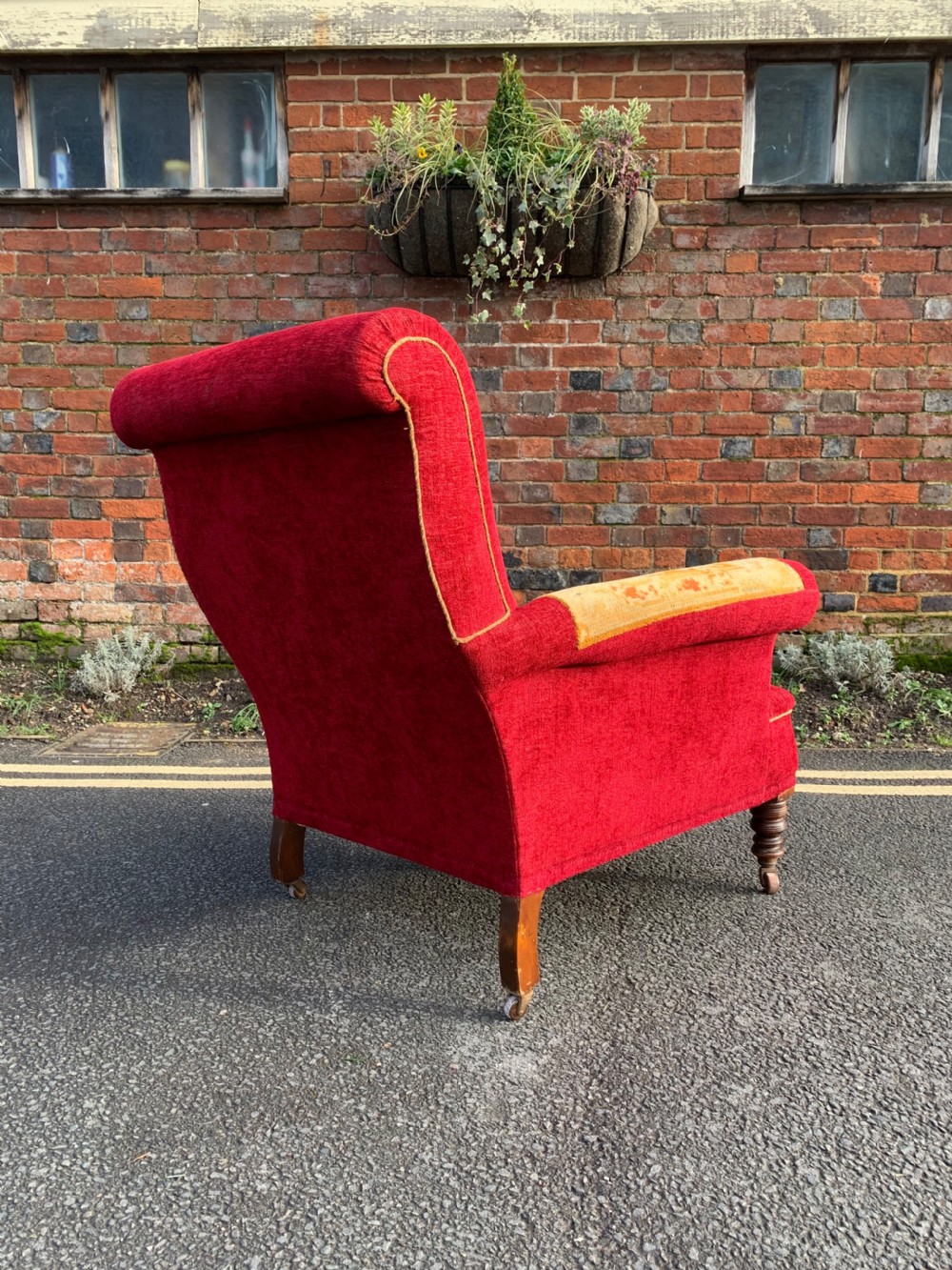 Late Victorian velvet carpet chair  View III