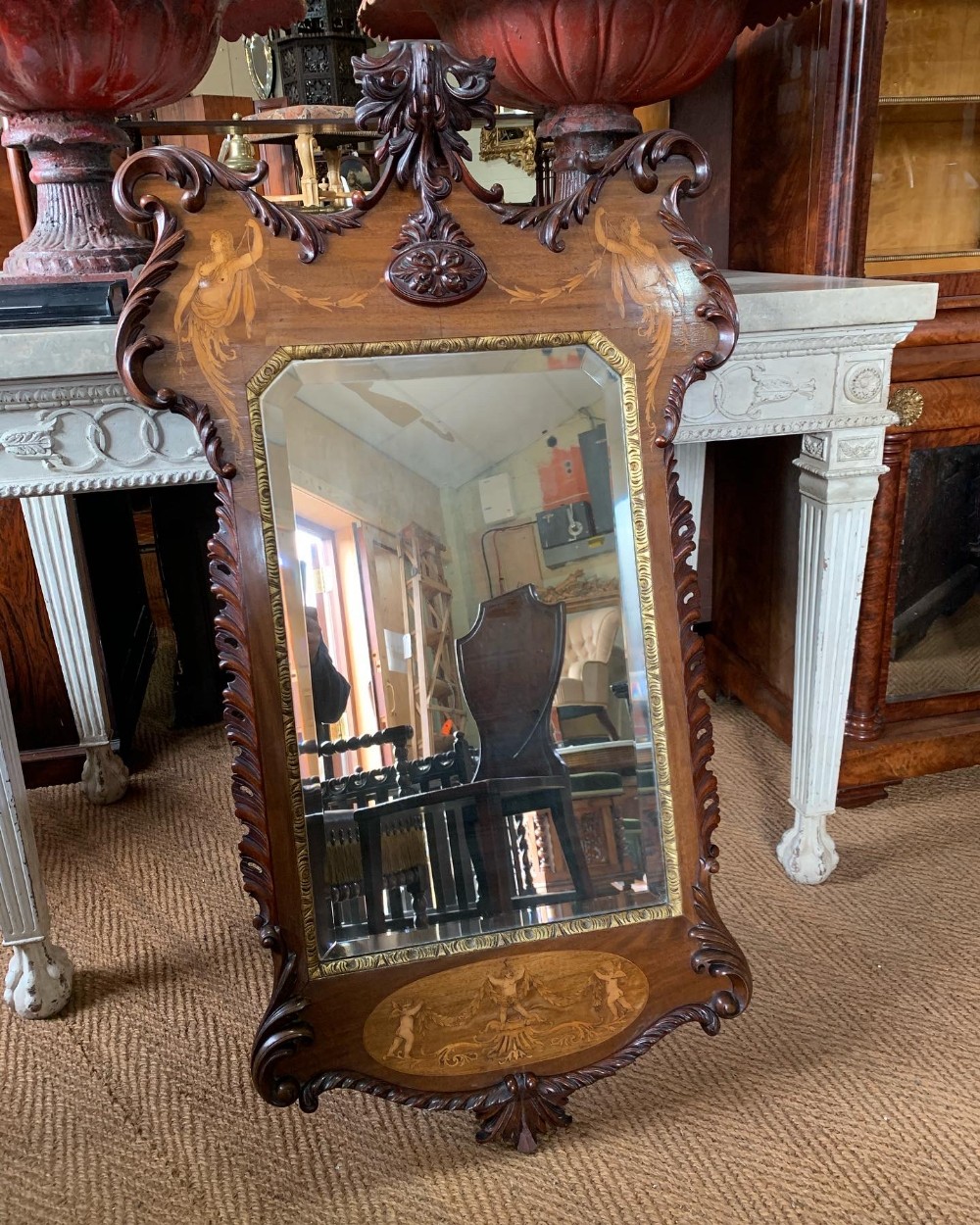 Inlaid mahogany mirror 