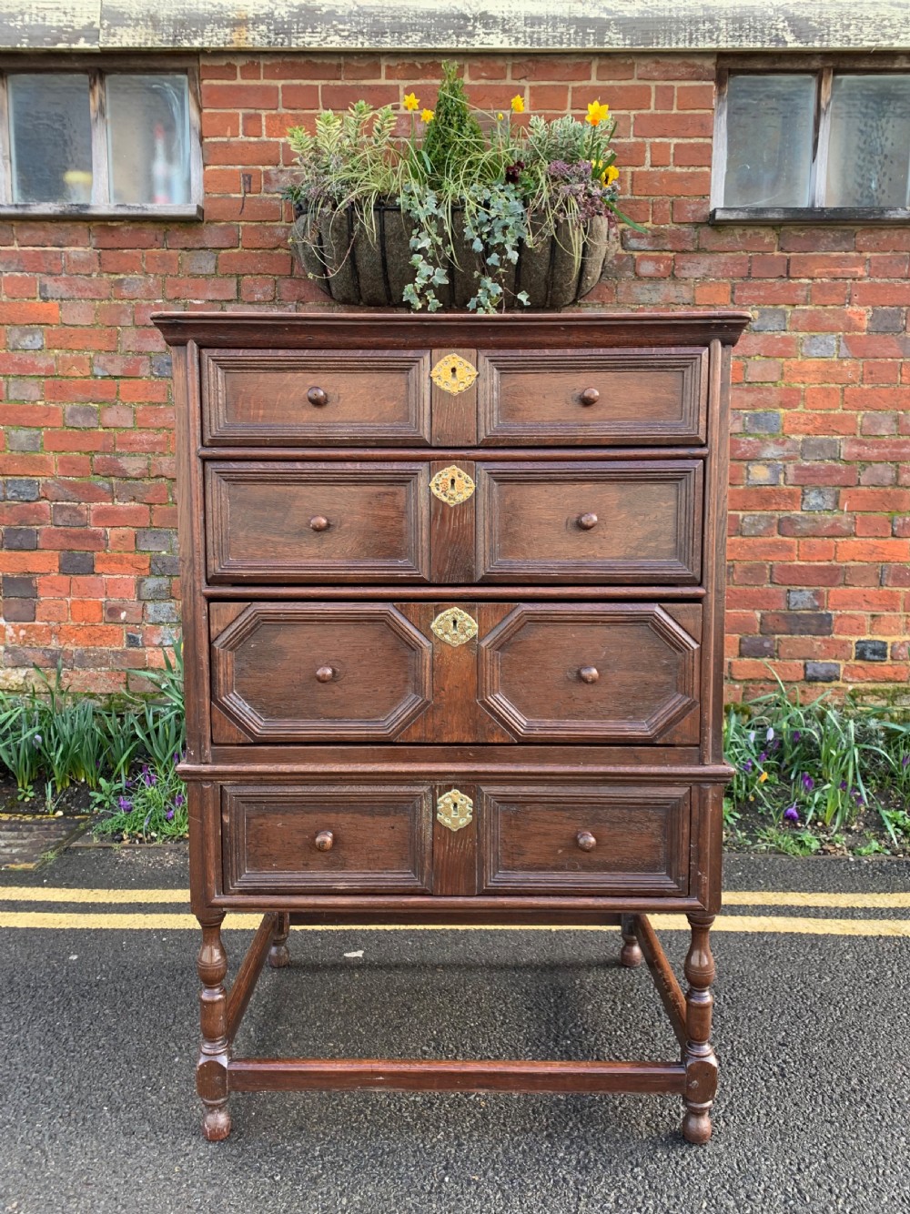 Antique Oak chest on stand 