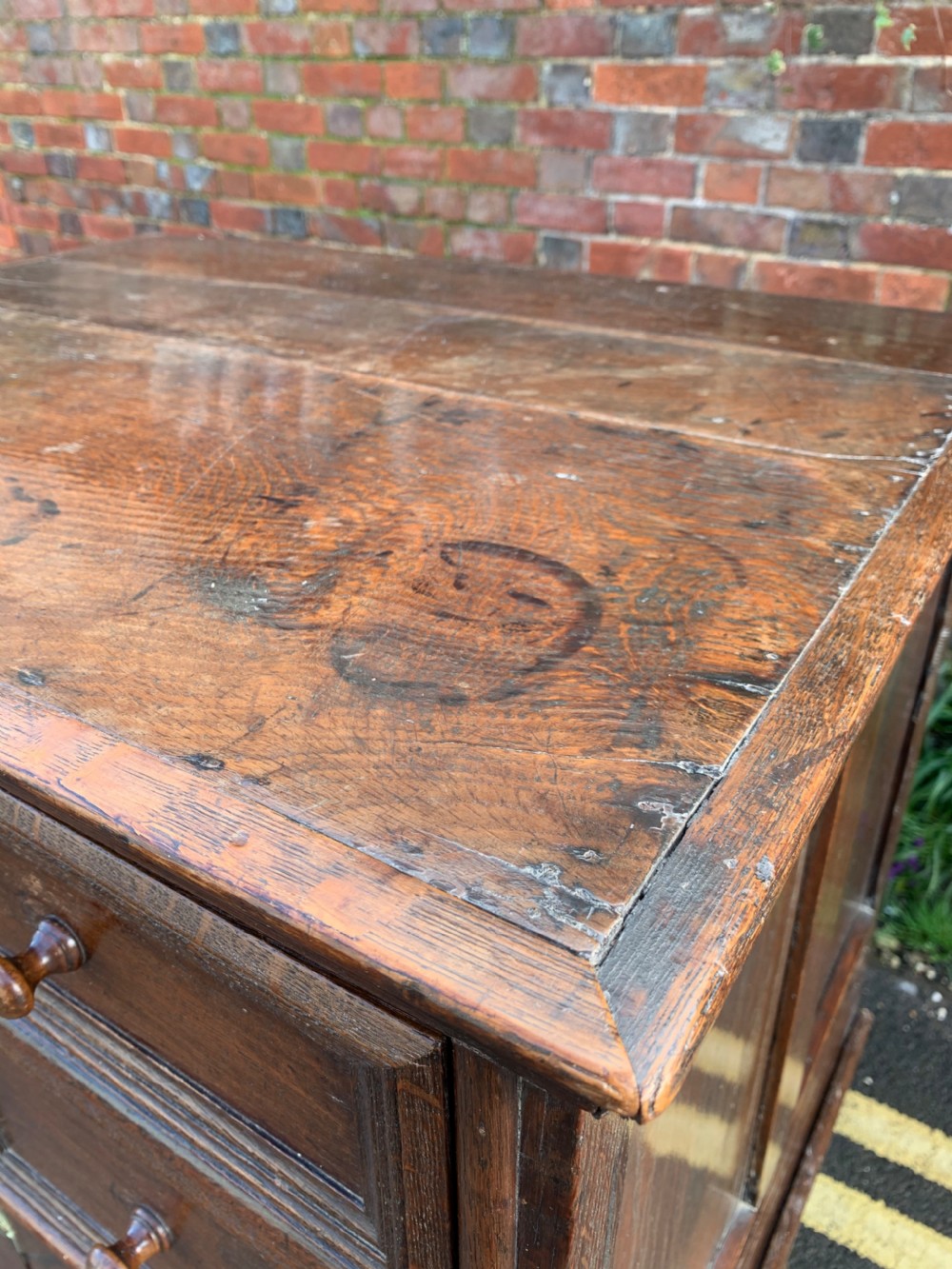 Antique Oak chest on stand  View II