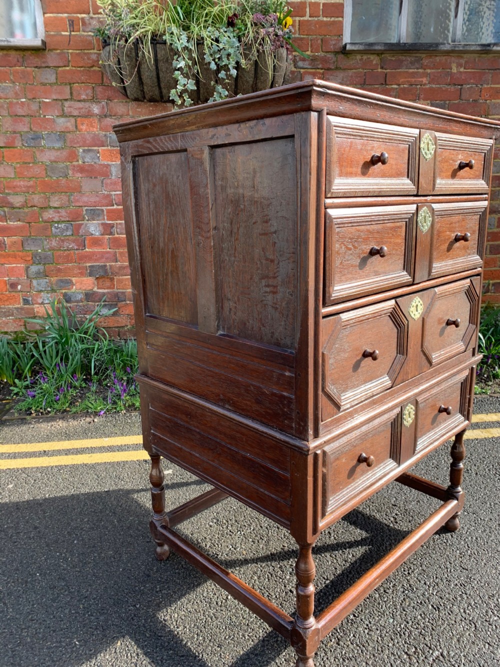 Antique Oak chest on stand  View V