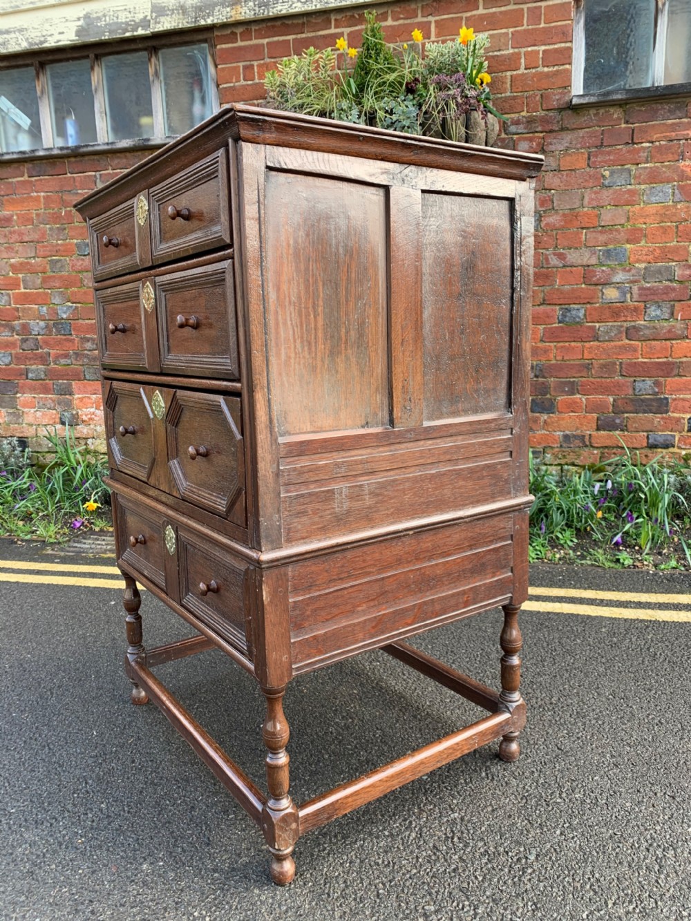Antique Oak chest on stand  View VII
