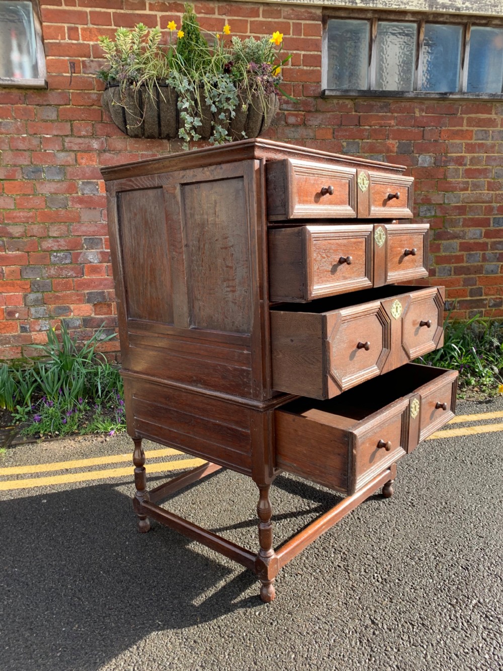 Antique Oak chest on stand  View VIII