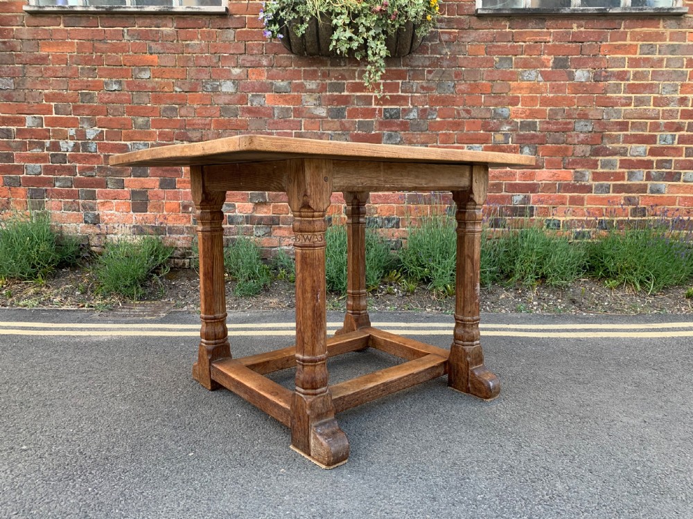 Arts and crafts oak library table Winchester College 