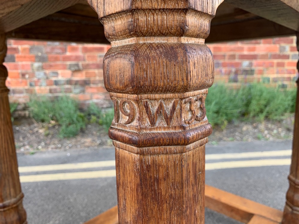 Arts and crafts oak library table Winchester College  View II