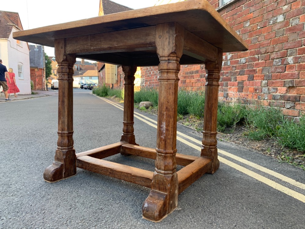 Arts and crafts oak library table Winchester College  View III
