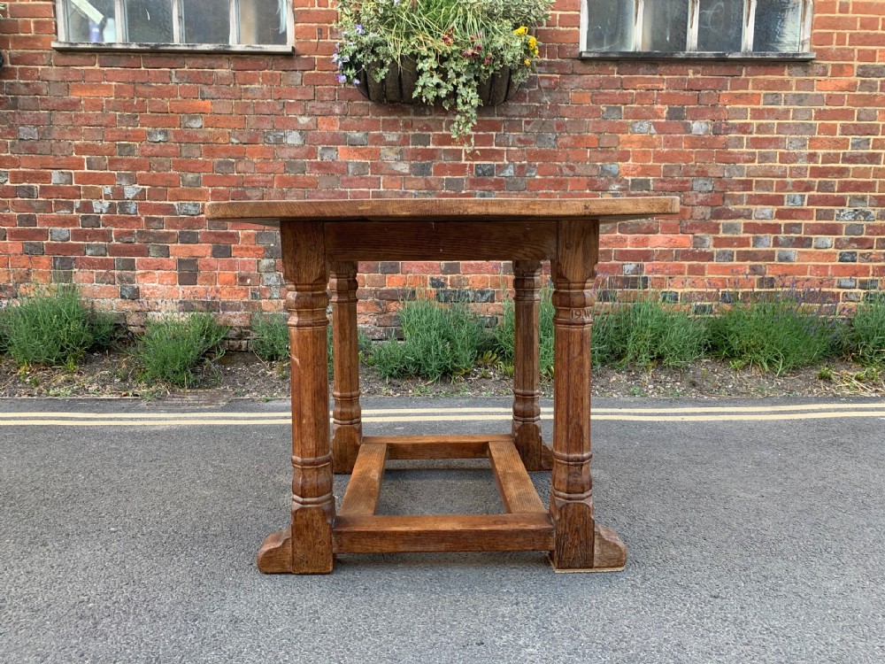 Arts and crafts oak library table Winchester College  View V