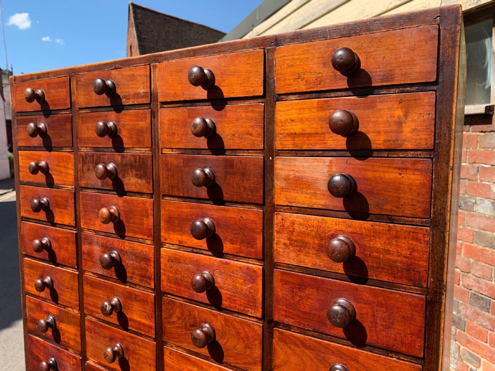 Victorian mahogany bank of drawers  View II