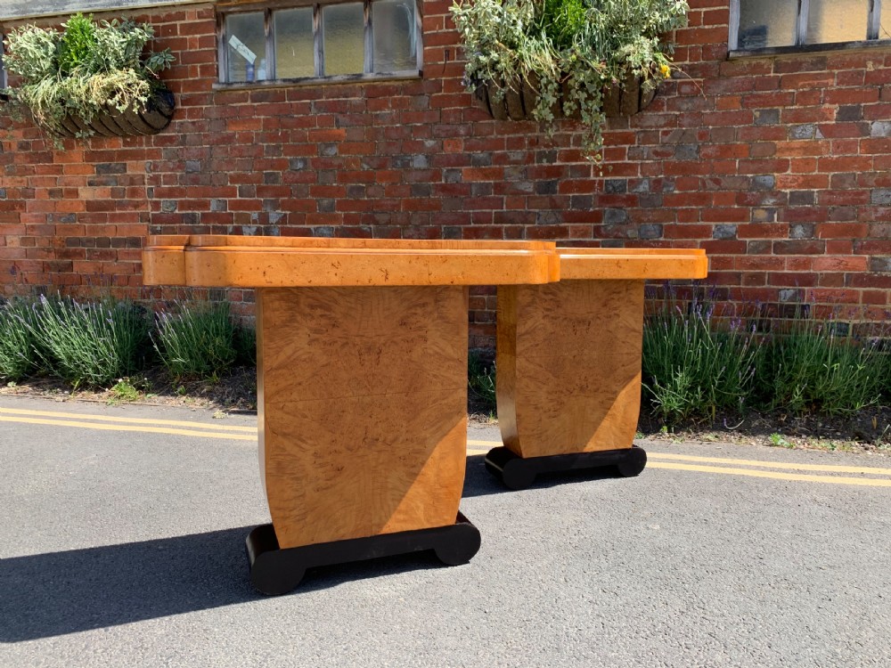 Pair of Art Deco Birdseye maple console tables View VIII