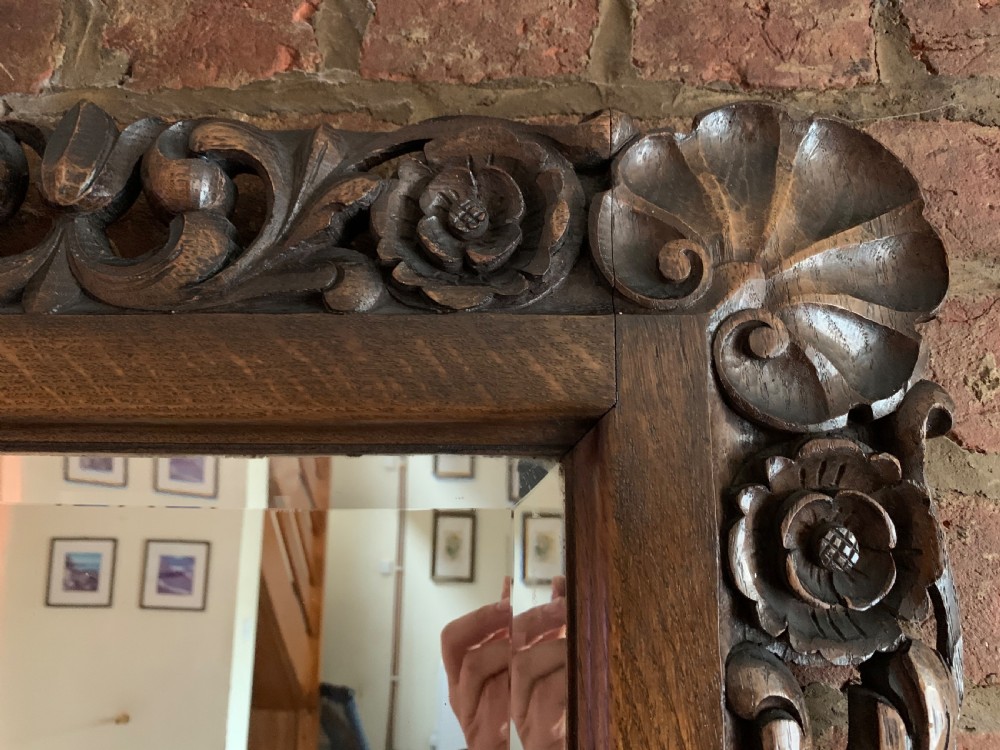 Carved oak overmantle mirror  View IV