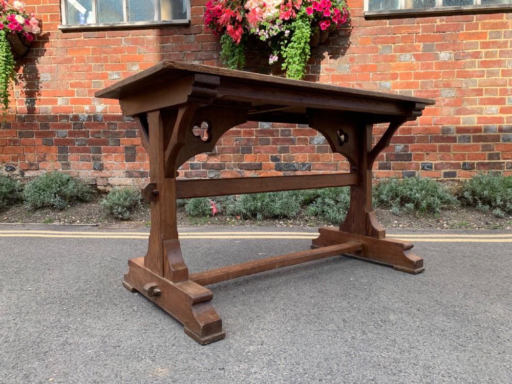 Victorian pitch pine gothic table 