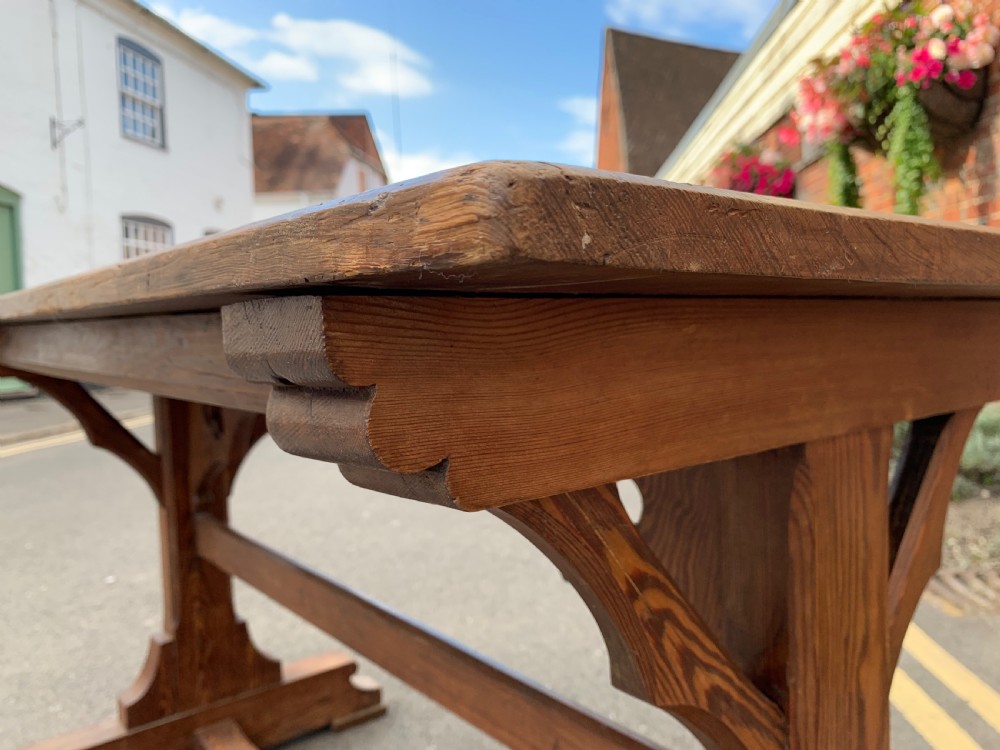 Victorian pitch pine gothic table  View II