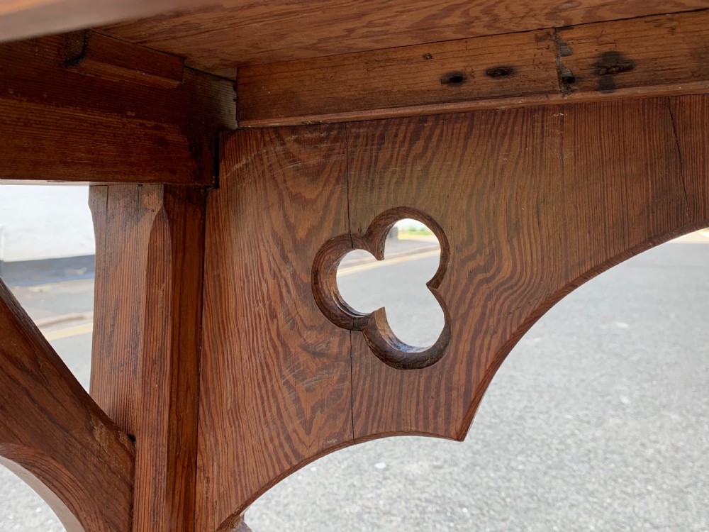 Victorian pitch pine gothic table  View IV