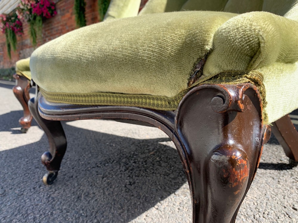 Pair of Victorian Walnut slipper chairs.  View V