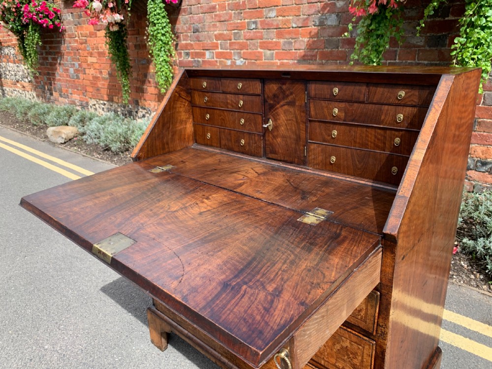 Eighteenth century burr walnut bureau  View II