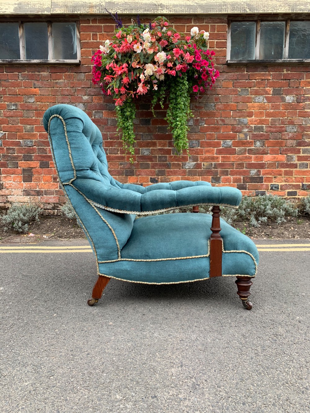 Victorian open armchair by Hampton and Sons View II