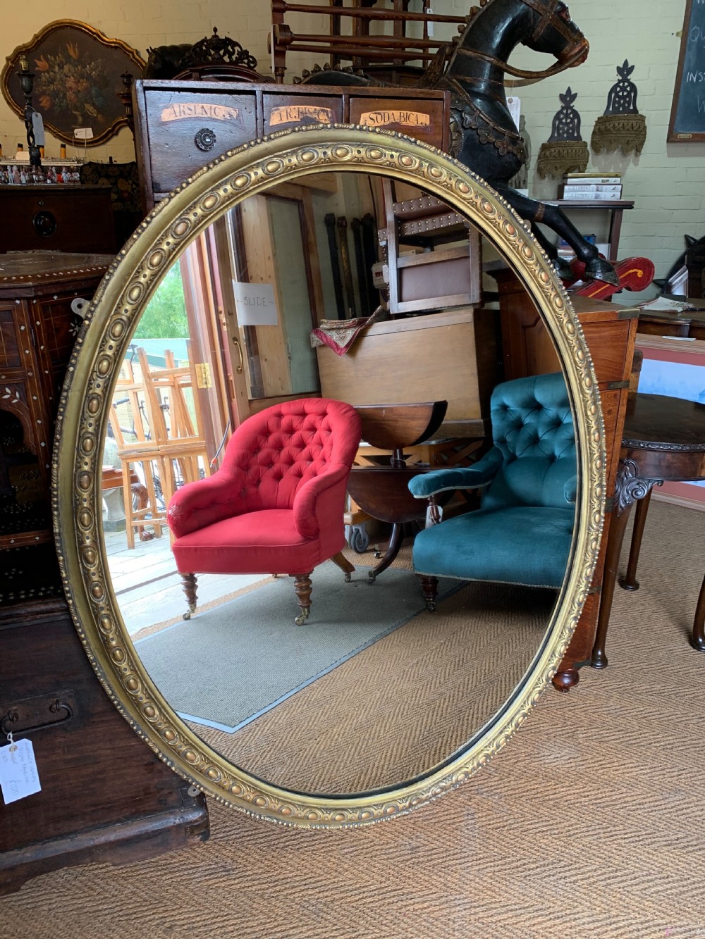 Large nineteenth century gilt oval mirror 