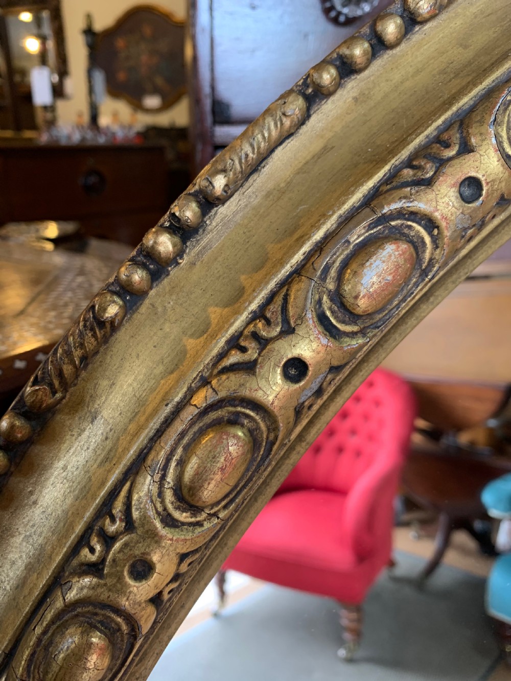 Large nineteenth century gilt oval mirror  View II