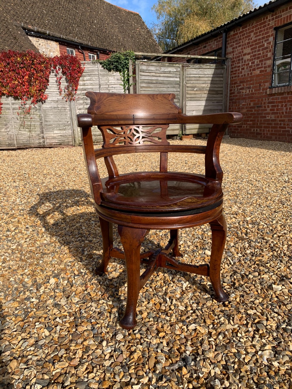 Victorian mahogany revolving desk chair 