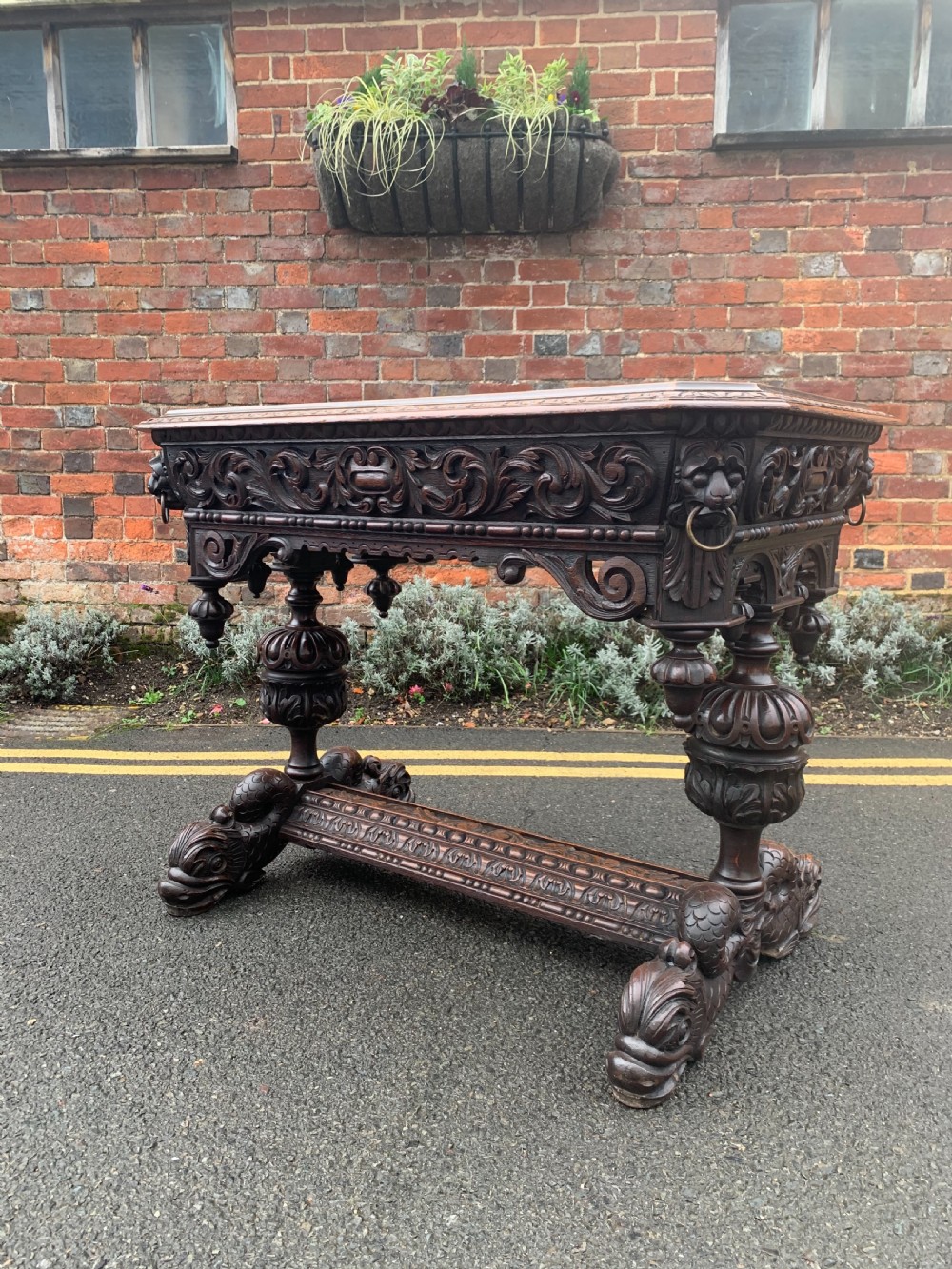 Continental carved Oak centre table 