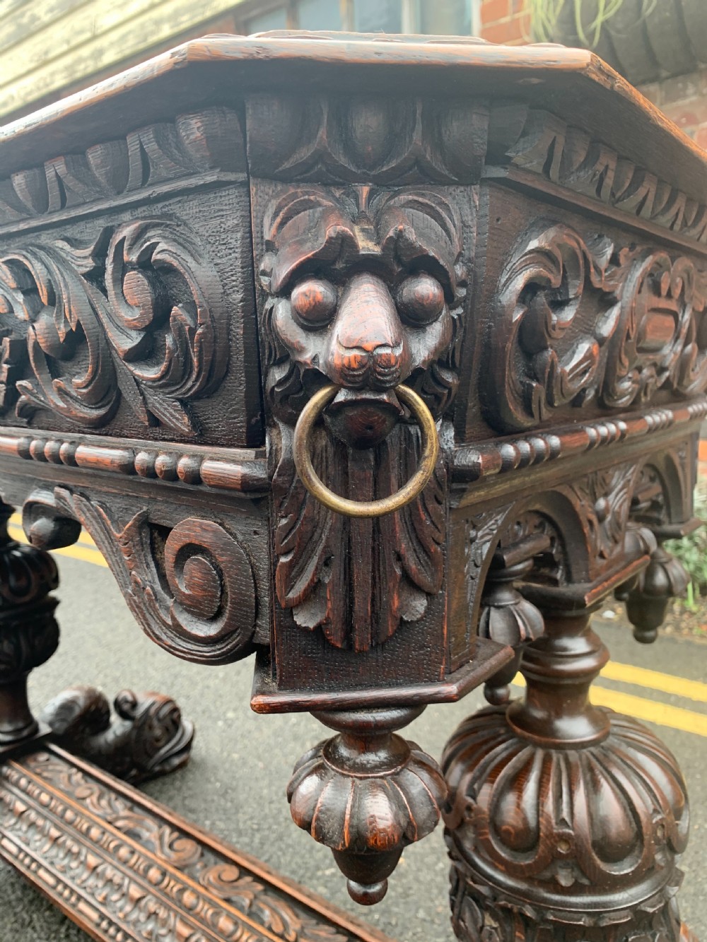 Continental carved Oak centre table  View II