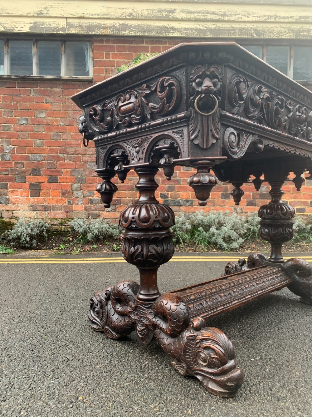 Continental carved Oak centre table  View V