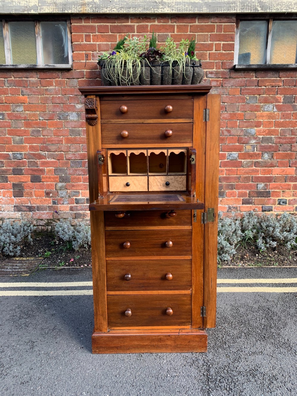 Victorian Mahogany secretaire Wellington chest