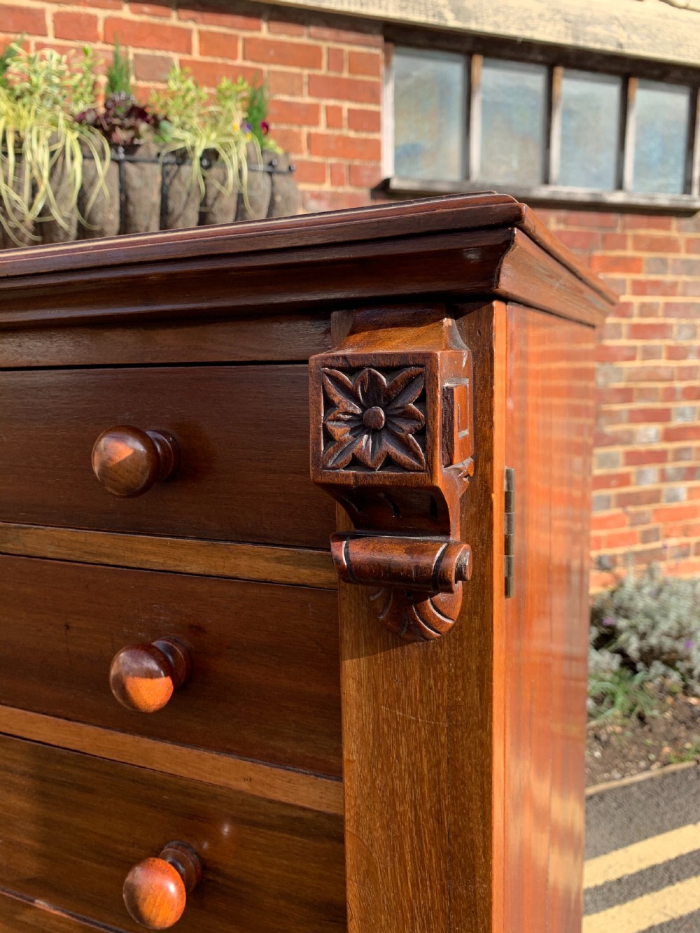 Victorian Mahogany secretaire Wellington chest View VI