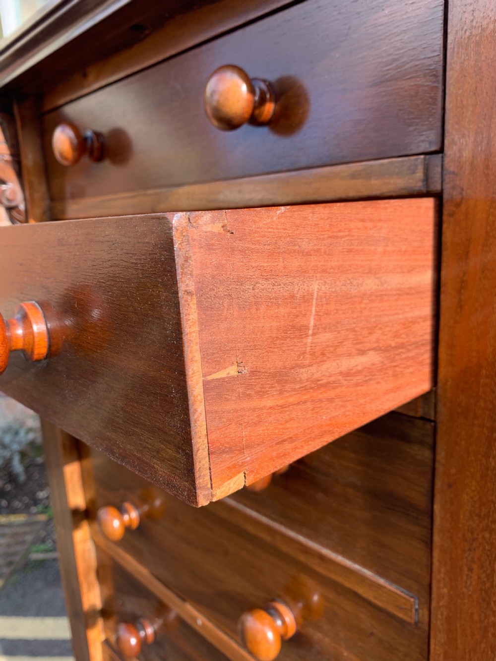 Victorian Mahogany secretaire Wellington chest View VII