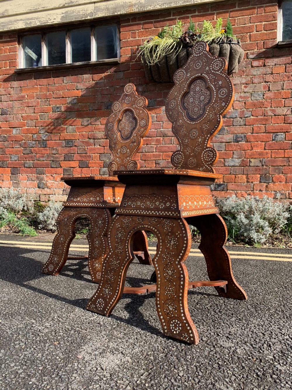 Pair of Syrian inlaid chairs 