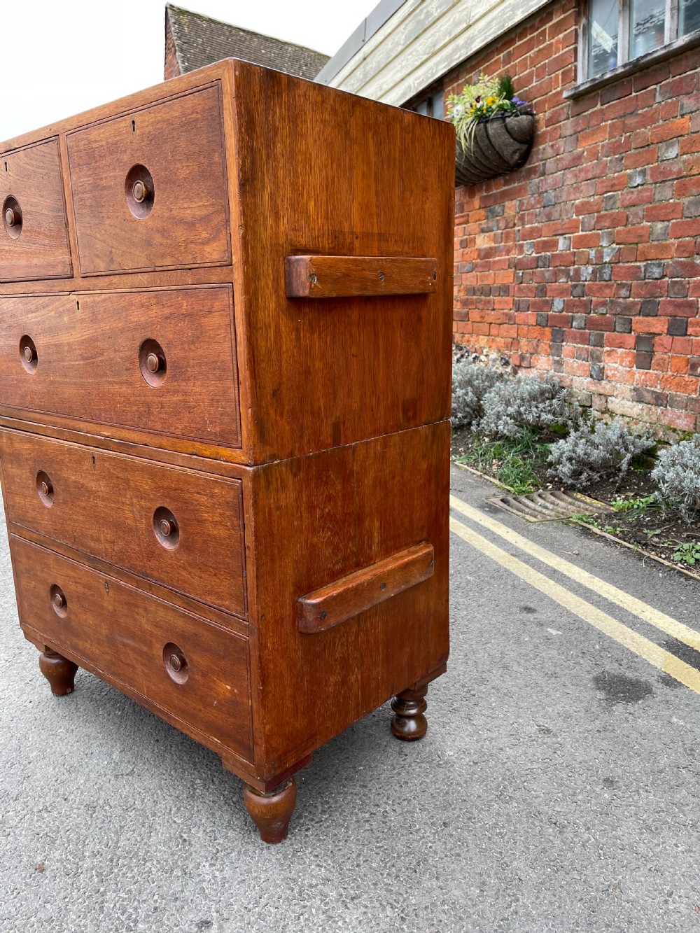 Teak military campaign chest View V