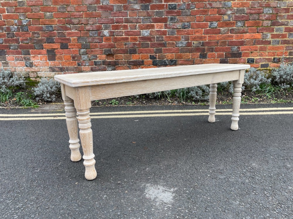 Edwardian limed oak bench