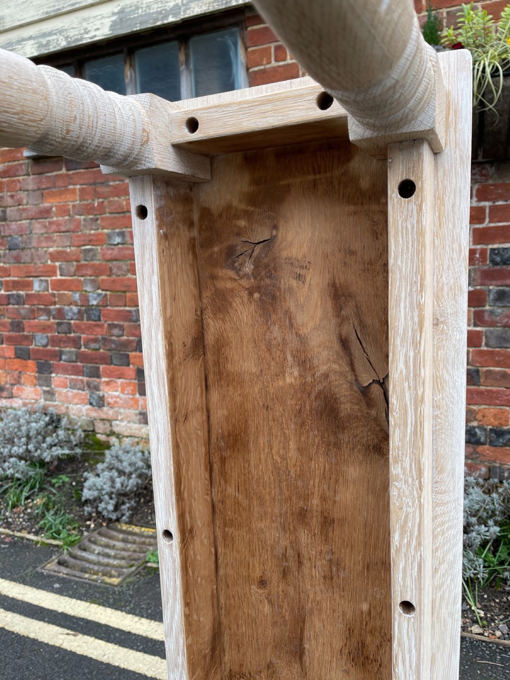 Edwardian limed oak bench View II