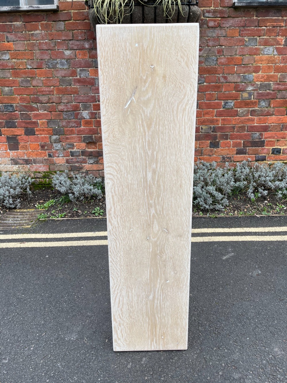 Edwardian limed oak bench View III