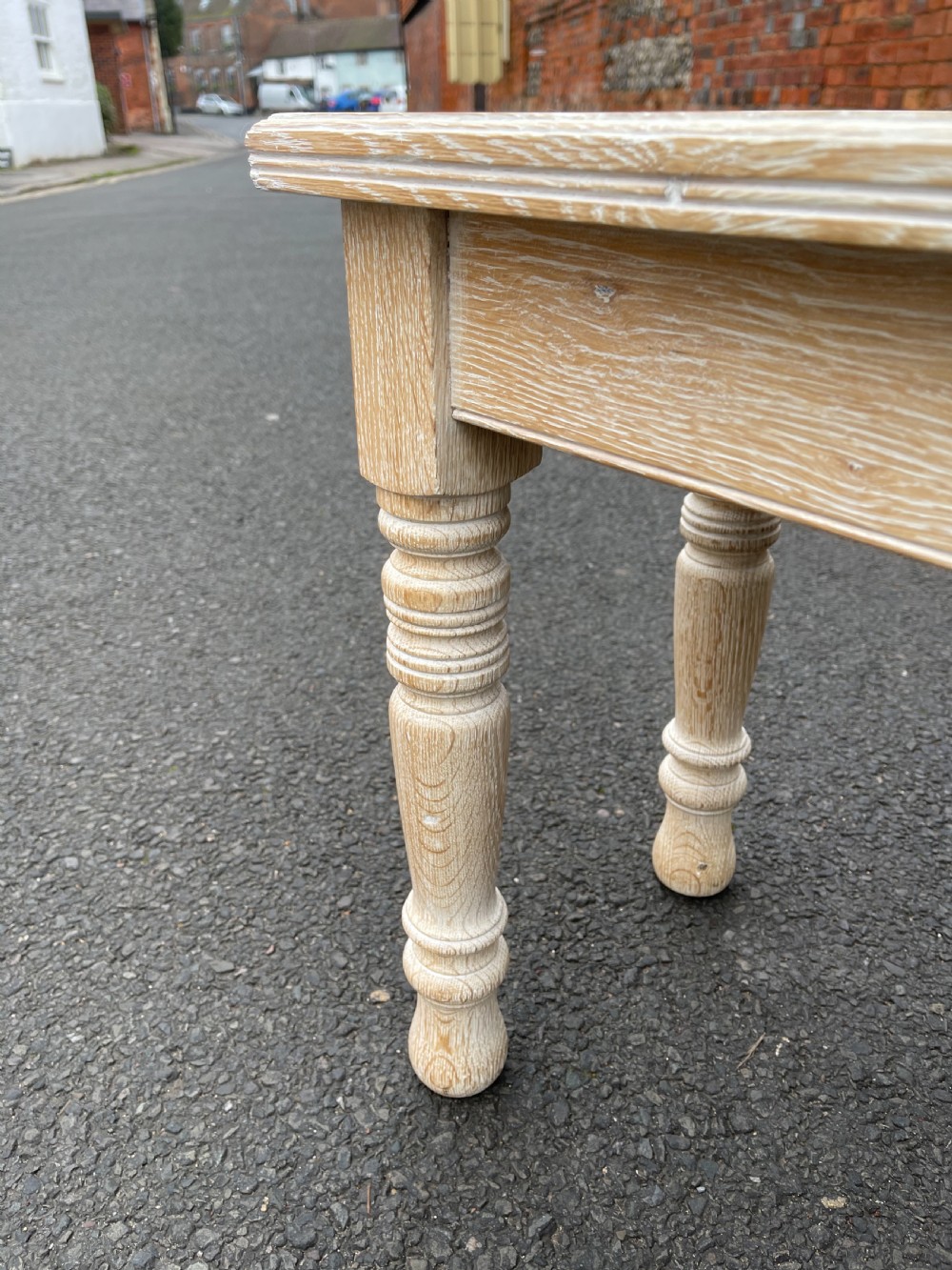 Edwardian limed oak bench View IV