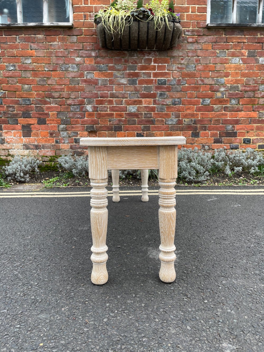 Edwardian limed oak bench View V