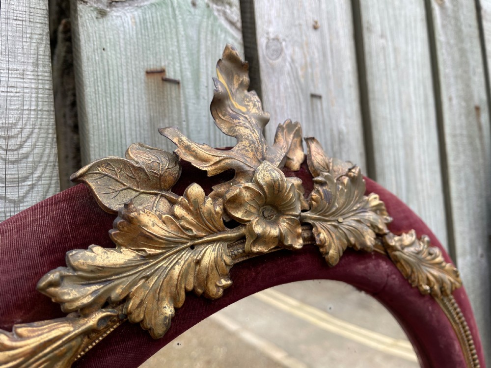 Pair of Victorian velvet covered mirrors  View II