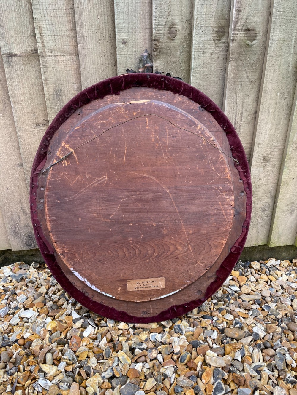 Pair of Victorian velvet covered mirrors  View V