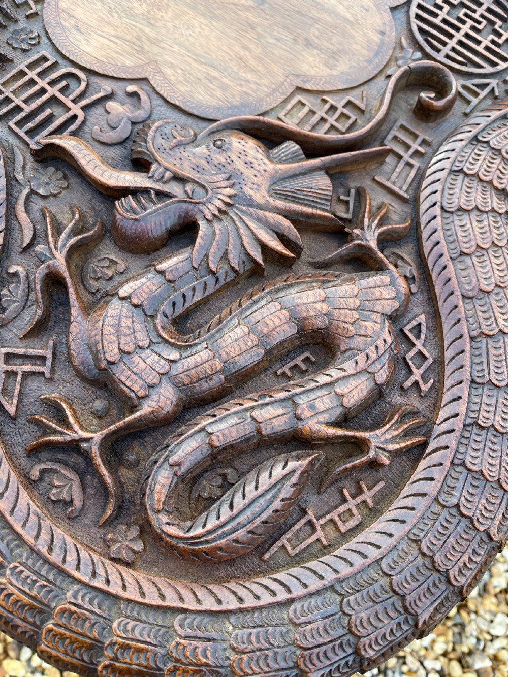 Kashmiri carved walnut table  View III