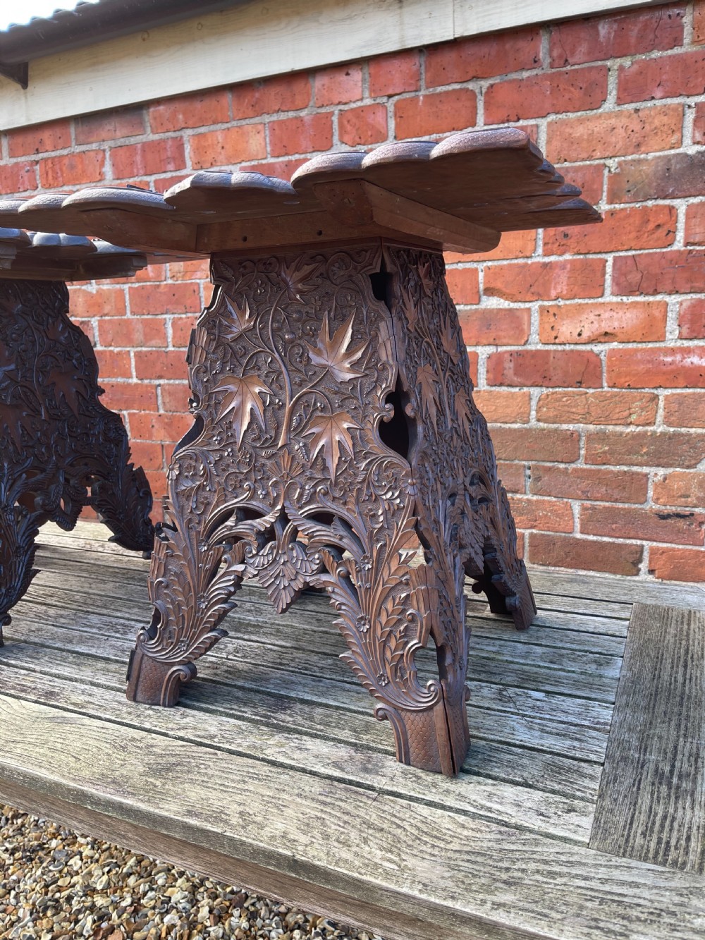 Pair of Kashmiri carved Walnut tables  View VII