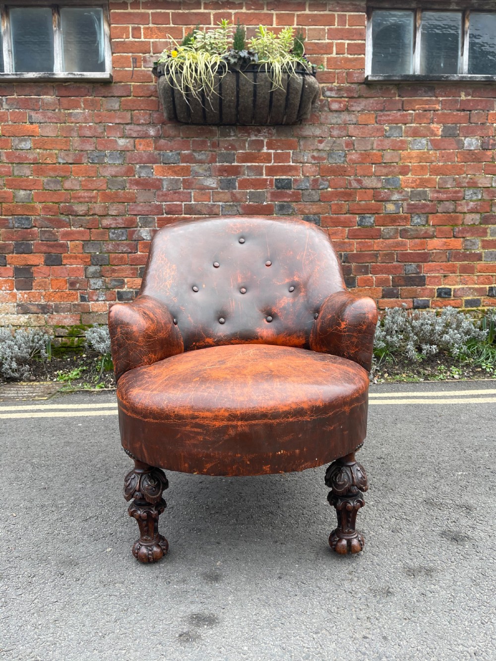 Victorian leather armchair  View X