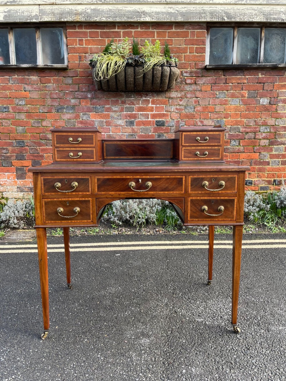 Edwardian inlaid mahogany desk 