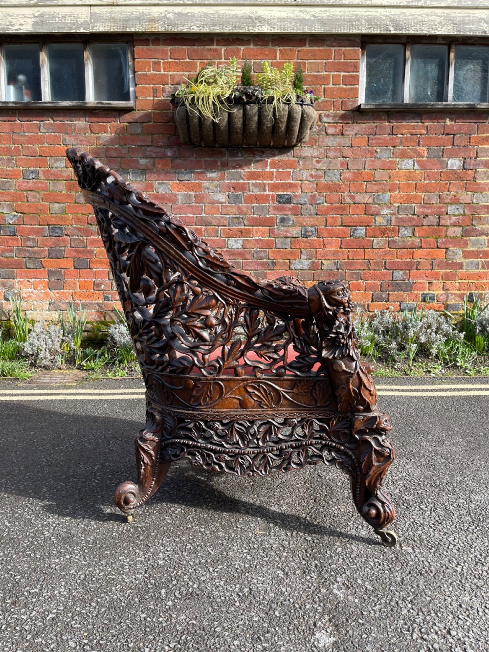 Anglo Indian carved Teak armchair  View VI